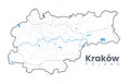 Detailed map of Krakow (Cracovia), Poland Royalty Free Stock Photo