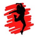 Urban dancer silhouette hip hop or breakdancing female illustration