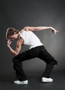 Urban dancer in white T-shirt Royalty Free Stock Photo