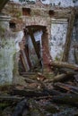 Urban decay interior, abandoned building, old textured aged wall, ruined background, grunge Royalty Free Stock Photo