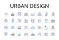 Urban design line icons collection. Graphic design, Industrial design, Interior design, Web design, Fashion design Royalty Free Stock Photo