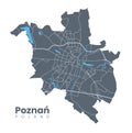 Urban detailed map of Poznan, Poland