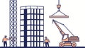 Urban Development: Cranes Erecting a High-Rise Building, vector design Generative AI Royalty Free Stock Photo