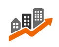Urban development, increase of land prices vector icon illustration