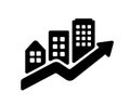 Urban development, increase of land prices vector icon illustration