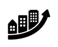 Urban development, increase of land prices vector icon illustration