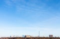 Urban district under blue sky in early spring Royalty Free Stock Photo