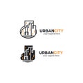 Urban downtown city monoline glyph logo icon symbol real estate