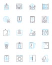 Urban dwelling linear icons set. Highrise, Skyscraper, Metropolis, Loft, Condo, Apartment, Gentrification line vector Royalty Free Stock Photo