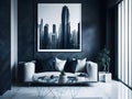 Urban Elegance with Skyscrapers and Energy, Modern minimal interior design of living room and