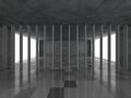 Urban empty dark room interior. Modern architecture abstract background