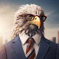 Urban Energy: Bald Eagle In Suit And Glasses