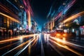 Urban energy a vibrant city street dazzles with nighttime lights