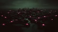 Urban expanse with interconnected glowing nodes