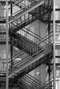 Urban Exterior Fire Escape in Black and White Royalty Free Stock Photo