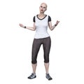 Urban Fantasy Caucasian Woman in Contemporary Casual Clothing Bald, 3D Rendering, 3D Illustration
