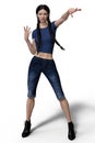 Urban Fantasy Female Character in Jeans posed for electrostatic Royalty Free Stock Photo
