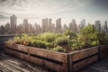 Urban farm roof plant crate. Generate Ai