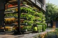 Urban Farming Revolution, Innovative Vertical Hydroponic System Grows Diverse Plants Efficiently in Compact Spaces,