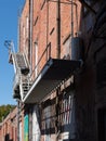 Urban fire escape with barbecue Royalty Free Stock Photo