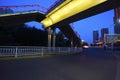 Urban footbridge and road intersection of night scene Royalty Free Stock Photo