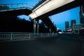 Urban footbridge and road intersection of night scene Royalty Free Stock Photo