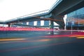 Urban footbridge and road intersection of night scene Royalty Free Stock Photo