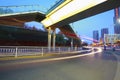 Urban footbridge and road intersection of night scene Royalty Free Stock Photo