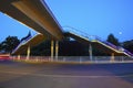 Urban footbridge and road intersection of night scene