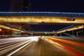 Urban footbridge and road intersection of night scene