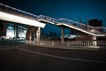 Urban footbridge and road intersection of night scene