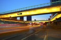 Urban footbridge and road intersection of night scene