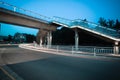 Urban footbridge and road intersection of night scene Royalty Free Stock Photo