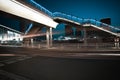 Urban footbridge and road intersection of night scene Royalty Free Stock Photo