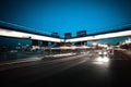 Urban footbridge and road intersection of night scene Royalty Free Stock Photo