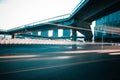 Urban footbridge and road intersection of night scene