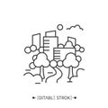 Urban forest line icon. Editable illustration Royalty Free Stock Photo