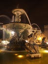 Urban fountain by night