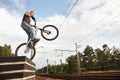 Urban freestyle trial rider Royalty Free Stock Photo