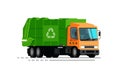 Urban garbage truck. Trash sorting, recycling vector illustration