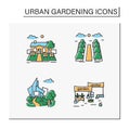 Urban gardening color icons set