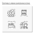 Urban gardening line icons set