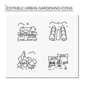 Urban gardening line icons set