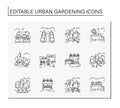 Urban gardening line icons set