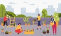 Urban gardening people, growing flower and plants