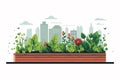 Urban Gardening Rooftop Planters and Green Spaces isolated vector style illustration