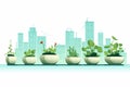 Urban Gardening Rooftop Planters and Green Spaces isolated vector style illustration