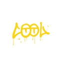 Urban graffiti COOL word sprayed in yellow over white with yeys signs. Trendy dirty typography design perfect for banner