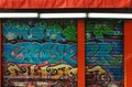 Urban graffiti on roller shutter Royalty Free Stock Photo