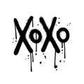 Urban graffiti XOXO sign sprayed in black over white. Kiss metaphor. Vector hand drawn illustration with splashes and